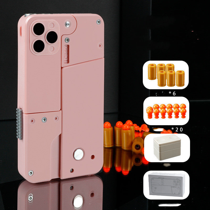 Folding Pistol Bullet Automatic Shell Throwing Toy Creative Soft Bullet Toy Mobile Phone Appearance Gun Outdoor Interactive Kid Gift - Up Trend Store-1
