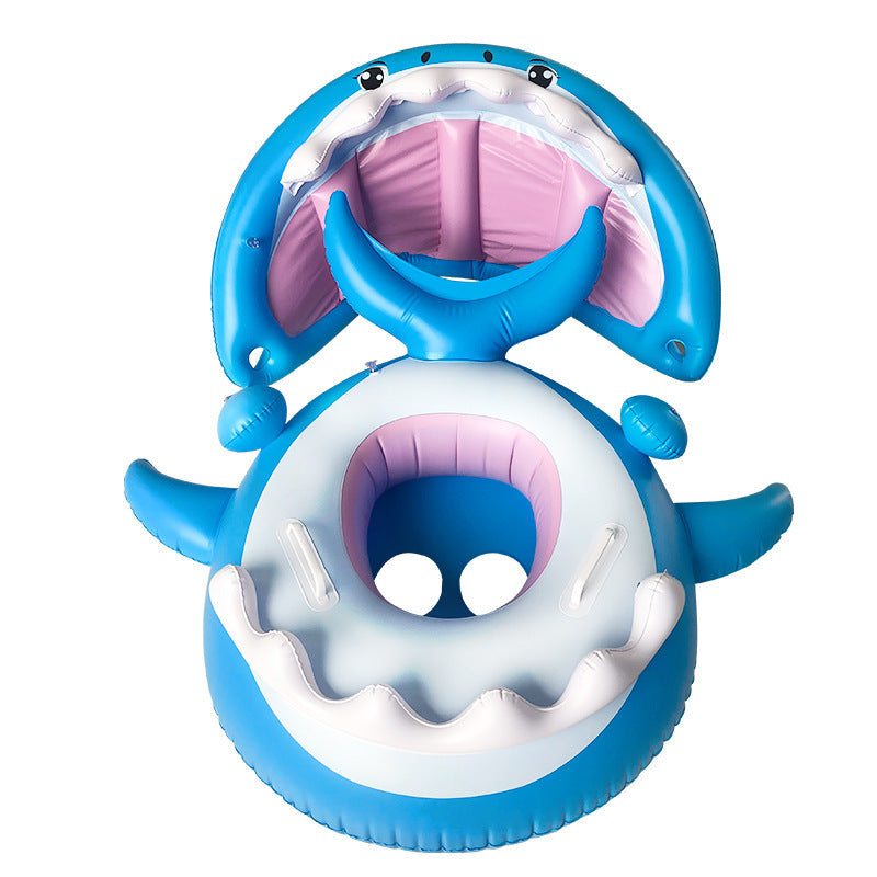 Inflatable Swimming Ring For Kids With Awning Shark Seat Ring Baby Float For Swimming Pool Toys Seat Removable Water Ring - Up Trend Store-1
