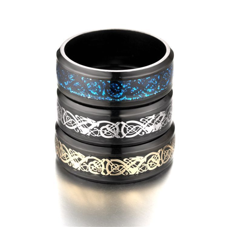 Dragon Pattern Rings Men Stainless Steel Ring Jewelry - Up Trend Store-1