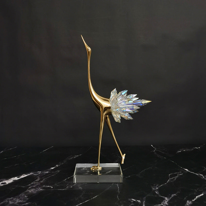 Crane Copper Ornaments TV Cabinet Porch Desktop Crystal Home Decor - Up Trend Store-1