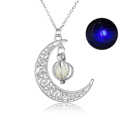 Fashion Moon Natural Glowing Stone Healing Necklace Women Gift Charm Luminous Pendant Necklace Jewelry - Up Trend Store-1