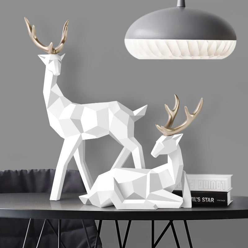 Deers Sculpture Resin Deer Statue Decoration Home Decor Statues Deer Figurines Modern Decoration Deers Table Ornament - Up Trend Store-1