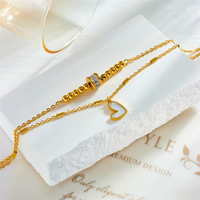Fashion Jewelry Boho Classic Love Heart Ankle Chain Double Layer Chain Bracelet Anklet Charm Tassel Leg Chain On Foot Chain Women Party Jewelry Accessories - Up Trend Store-1