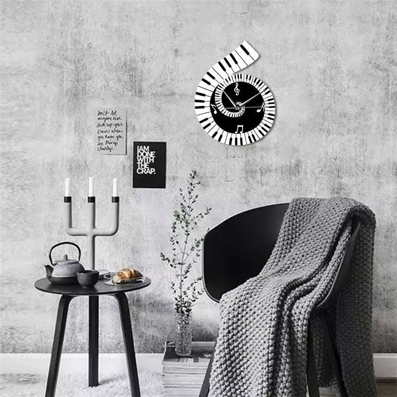 Decoration Wall Clock Treble Clef Piano Keyboard Musical Notes Irregular Decoration Clock Wall Clock Cross-border - Up Trend Store-1