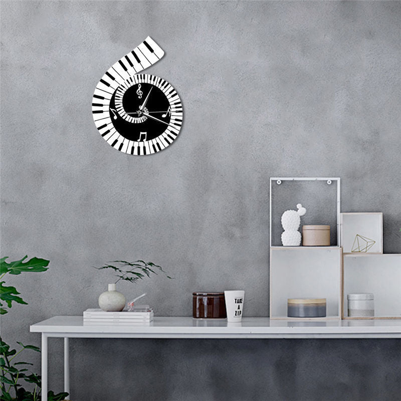 Decoration Wall Clock Treble Clef Piano Keyboard Musical Notes Irregular Decoration Clock Wall Clock Cross-border - Up Trend Store-1
