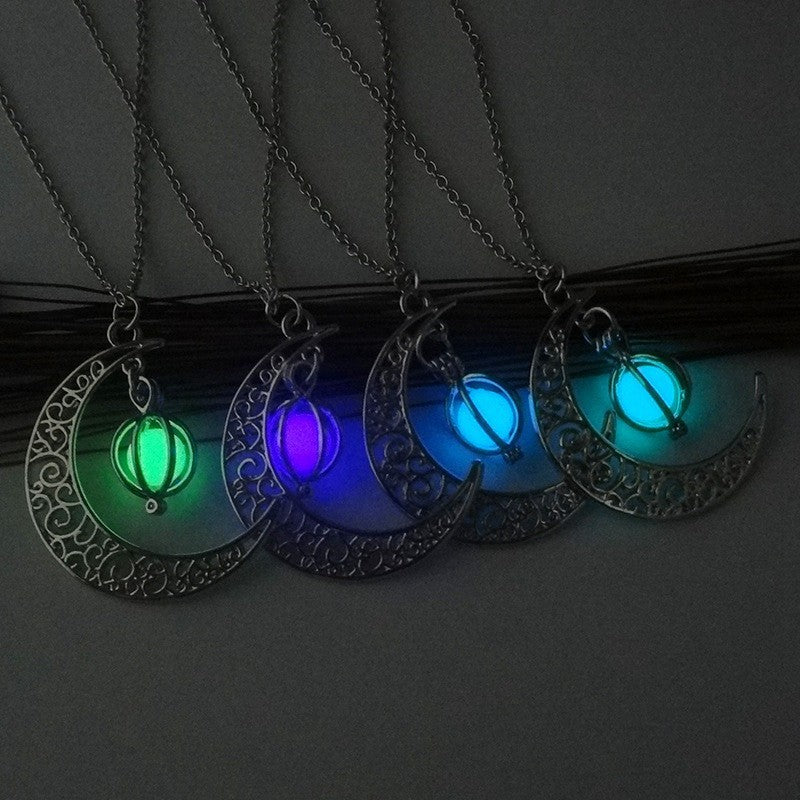 Fashion Moon Natural Glowing Stone Healing Necklace Women Gift Charm Luminous Pendant Necklace Jewelry - Up Trend Store-1