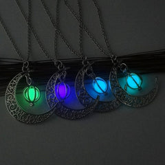 Fashion Moon Natural Glowing Stone Healing Necklace Women Gift Charm Luminous Pendant Necklace Jewelry - Up Trend Store-1