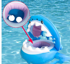 Inflatable Swimming Ring For Kids With Awning Shark Seat Ring Baby Float For Swimming Pool Toys Seat Removable Water Ring - Up Trend Store-1