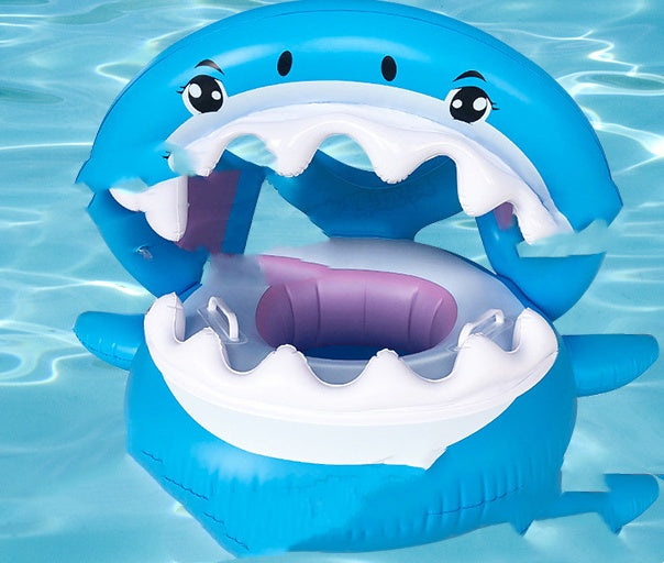 Inflatable Swimming Ring For Kids With Awning Shark Seat Ring Baby Float For Swimming Pool Toys Seat Removable Water Ring - Up Trend Store-1