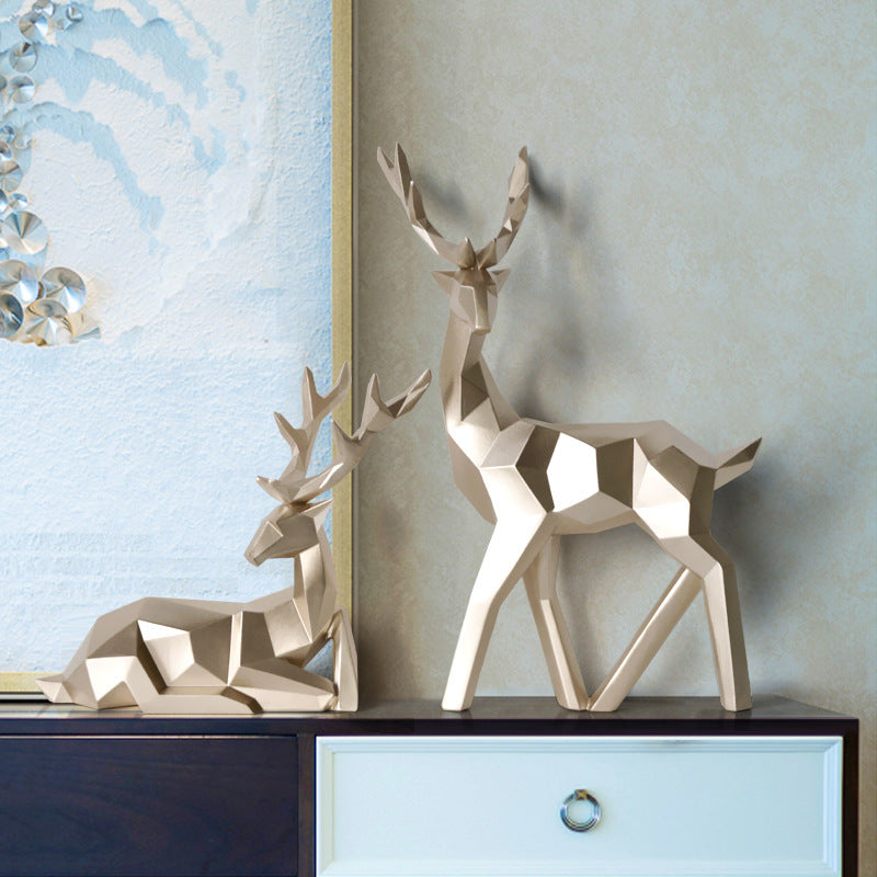 Deers Sculpture Resin Deer Statue Decoration Home Decor Statues Deer Figurines Modern Decoration Deers Table Ornament - Up Trend Store-1