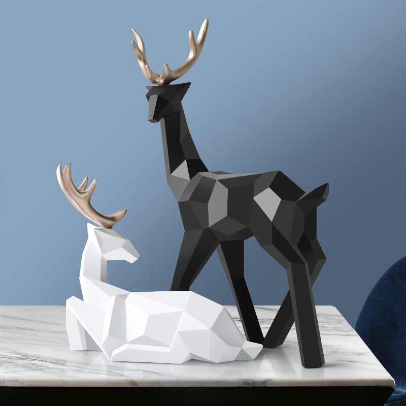 Deers Sculpture Resin Deer Statue Decoration Home Decor Statues Deer Figurines Modern Decoration Deers Table Ornament - Up Trend Store-1