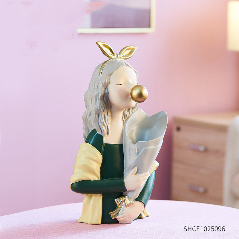 Home Decor Girl Figurine Resin Sculpture Abstract Art Room Decor Nordic Decoration Home Living Room Decoration Accessories Gifts - Up Trend Store-1