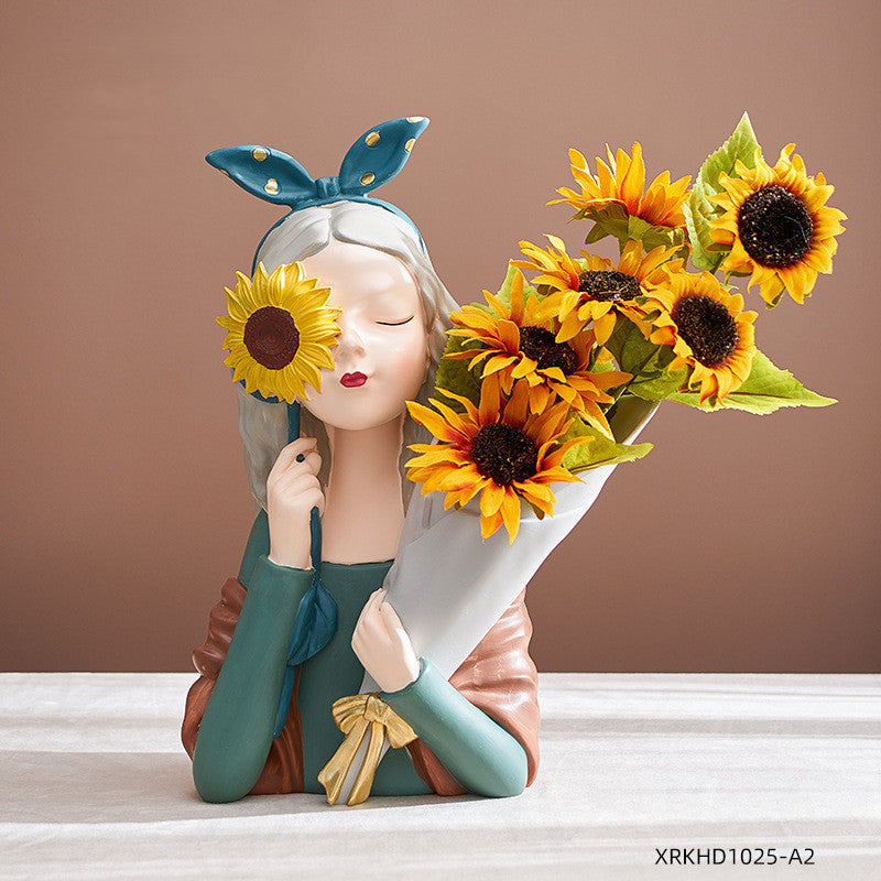 Home Decor Girl Figurine Resin Sculpture Abstract Art Room Decor Nordic Decoration Home Living Room Decoration Accessories Gifts - Up Trend Store-1
