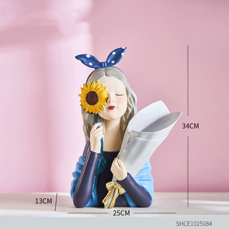 Home Decor Girl Figurine Resin Sculpture Abstract Art Room Decor Nordic Decoration Home Living Room Decoration Accessories Gifts - Up Trend Store-1