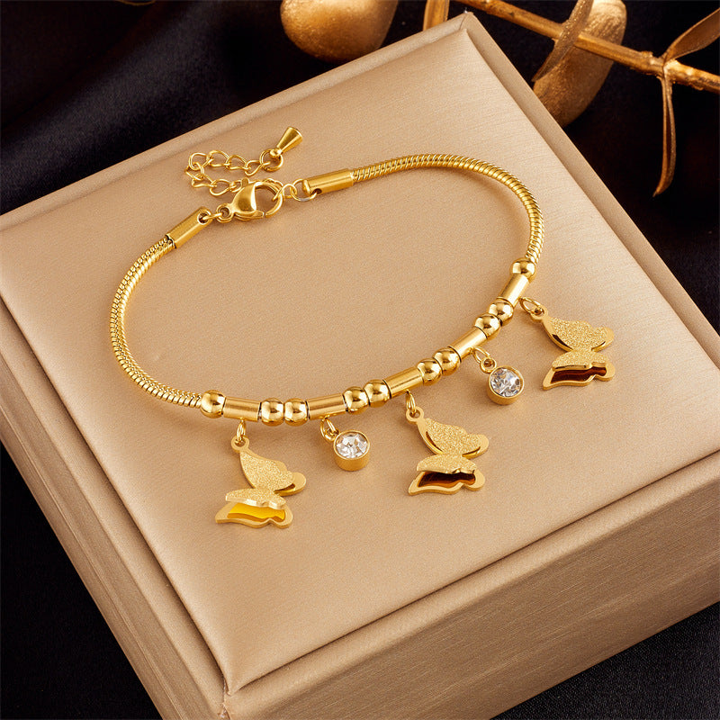 Gold-plated Butterfly Pearl Flower Rhinestone-embedded Accessories Bracelet - Up Trend Store-1