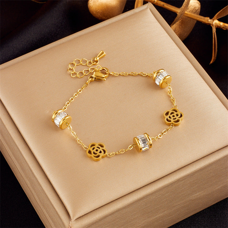 Gold-plated Butterfly Pearl Flower Rhinestone-embedded Accessories Bracelet - Up Trend Store-1