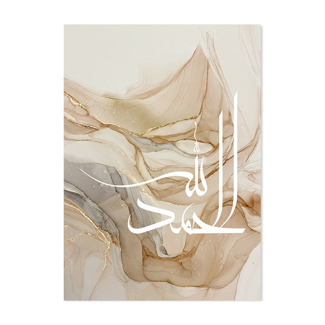 Gold Marble Fluid Abstract Poster Canvas Painting - Up Trend Store-1