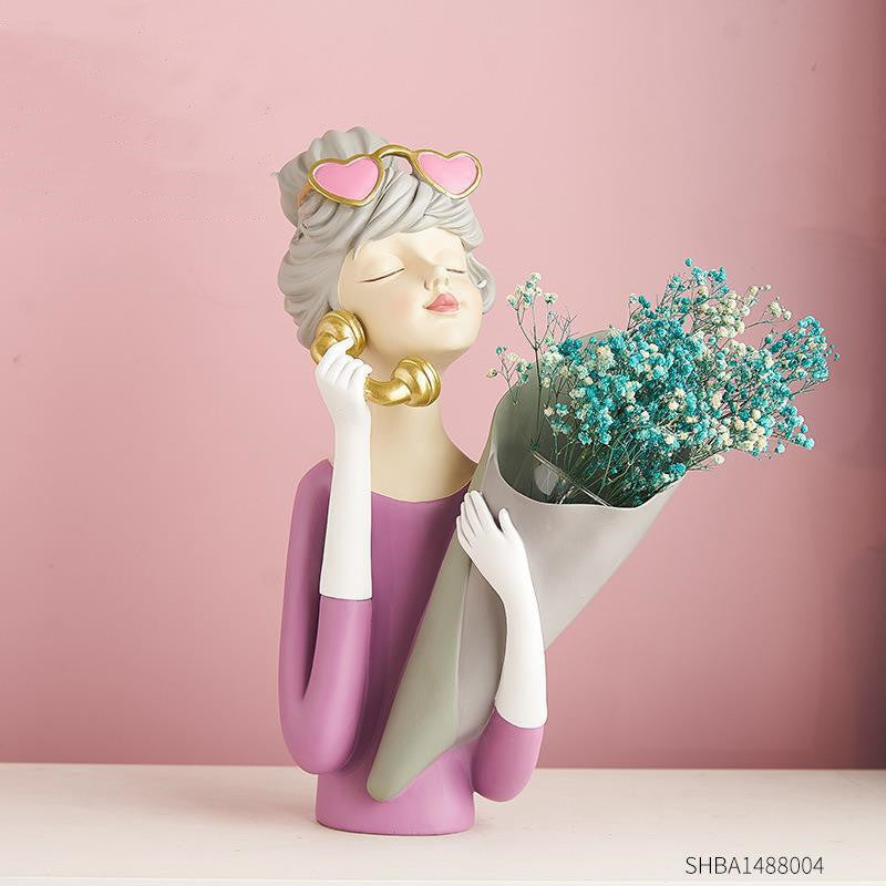 Home Decor Girl Figurine Resin Sculpture Abstract Art Room Decor Nordic Decoration Home Living Room Decoration Accessories Gifts - Up Trend Store-1