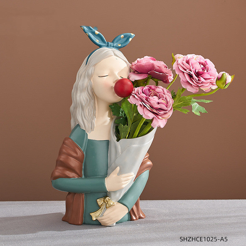 Home Decor Girl Figurine Resin Sculpture Abstract Art Room Decor Nordic Decoration Home Living Room Decoration Accessories Gifts - Up Trend Store-1