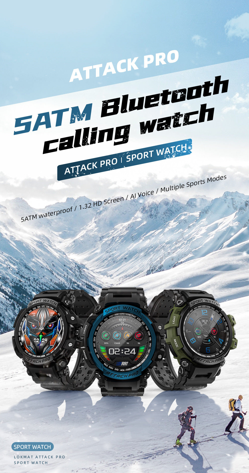 Three-proof Outdoor Sport Smart Watch Bluetooth Calling - Up Trend Store-1