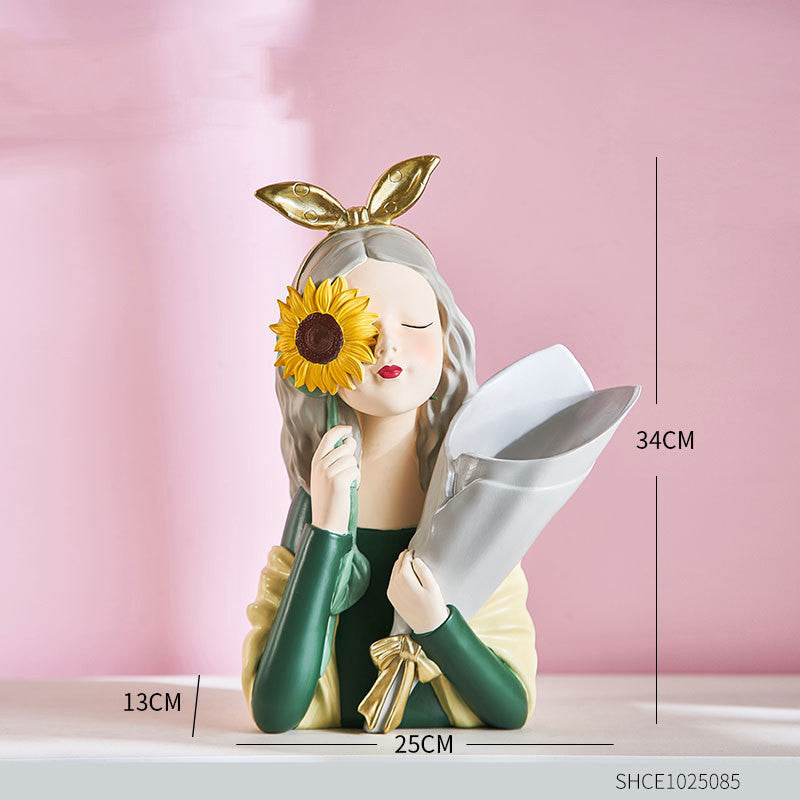 Home Decor Girl Figurine Resin Sculpture Abstract Art Room Decor Nordic Decoration Home Living Room Decoration Accessories Gifts - Up Trend Store-1