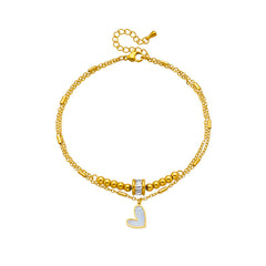 Fashion Jewelry Boho Classic Love Heart Ankle Chain Double Layer Chain Bracelet Anklet Charm Tassel Leg Chain On Foot Chain Women Party Jewelry Accessories - Up Trend Store-1