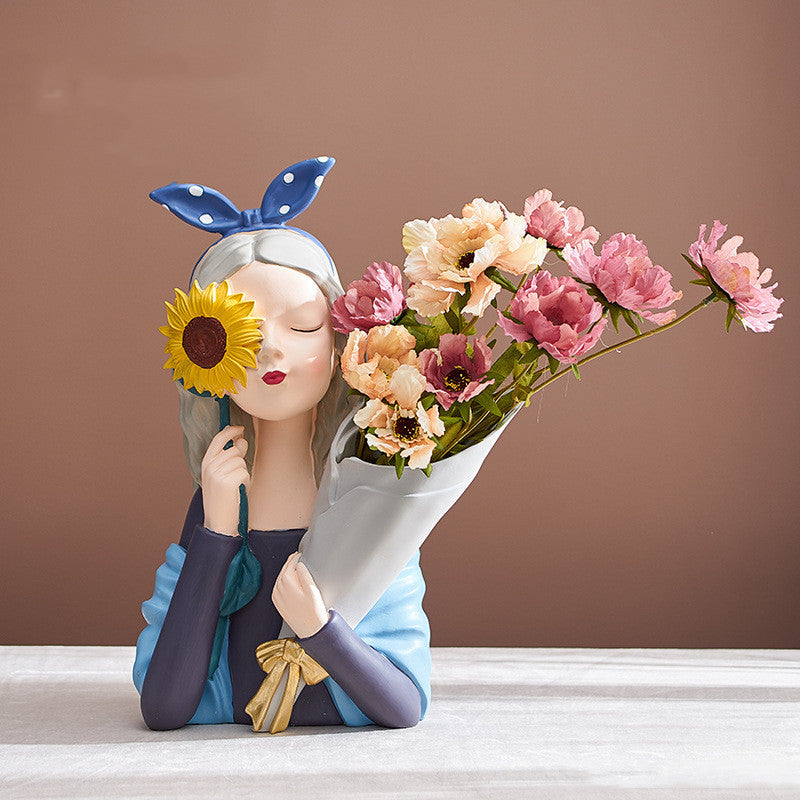 Home Decor Girl Figurine Resin Sculpture Abstract Art Room Decor Nordic Decoration Home Living Room Decoration Accessories Gifts - Up Trend Store-1