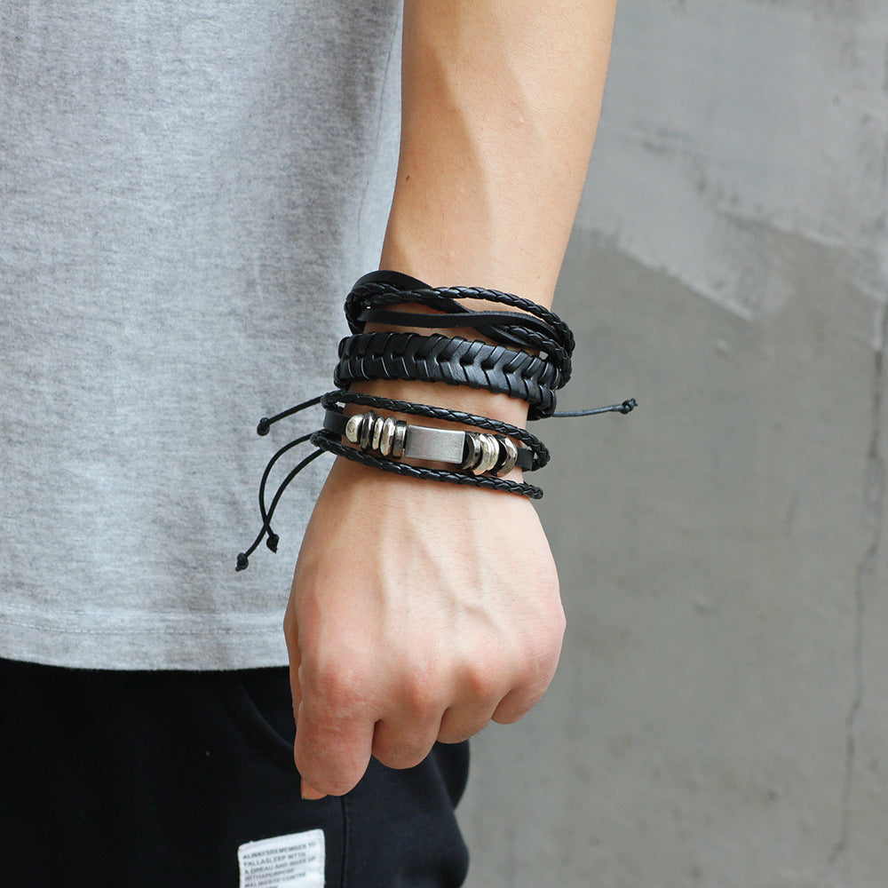 European And American Simple Vintage Weave Cattle Leather Bracelet - Up Trend Store-1