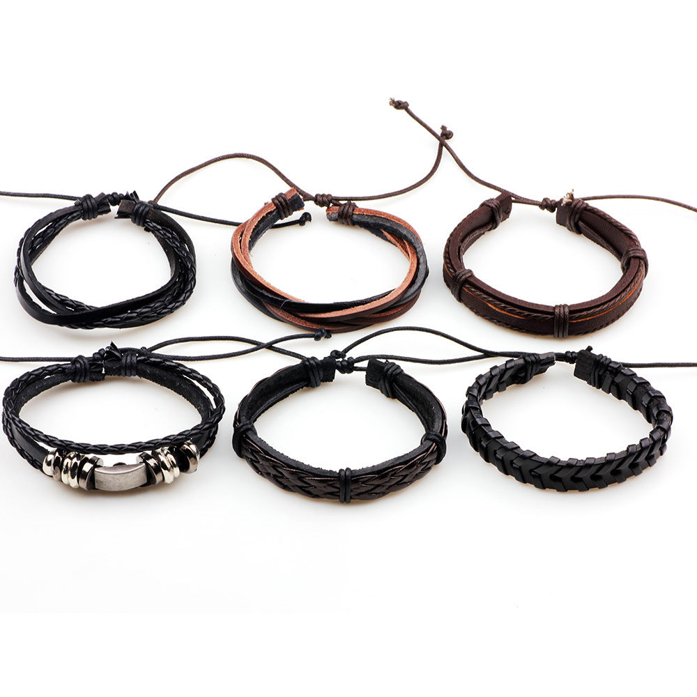 European And American Simple Vintage Weave Cattle Leather Bracelet - Up Trend Store-1