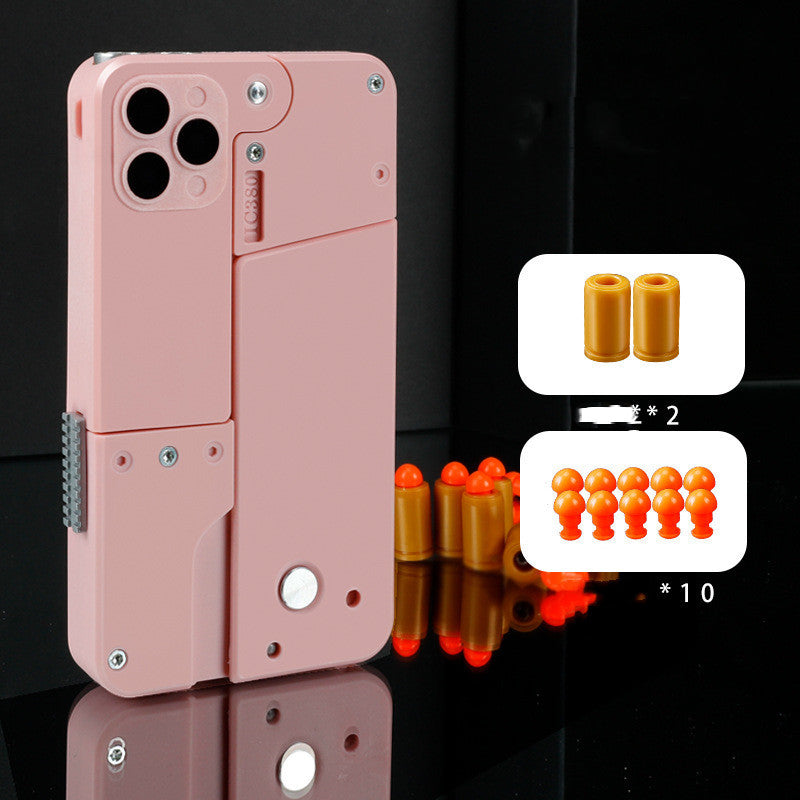 Folding Pistol Bullet Automatic Shell Throwing Toy Creative Soft Bullet Toy Mobile Phone Appearance Gun Outdoor Interactive Kid Gift - Up Trend Store-1