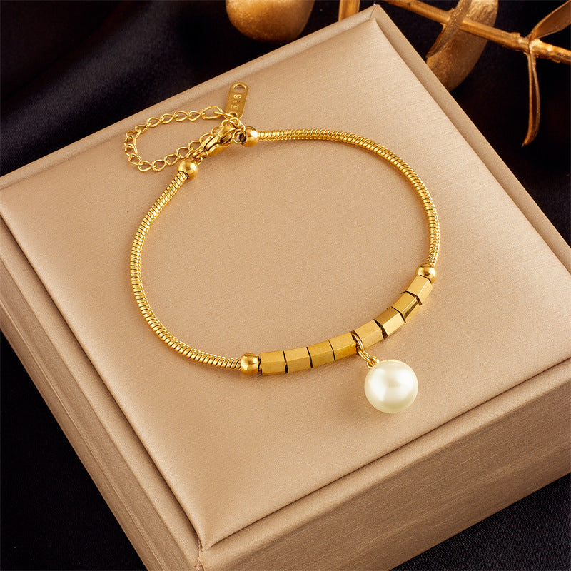 Gold-plated Butterfly Pearl Flower Rhinestone-embedded Accessories Bracelet - Up Trend Store-1