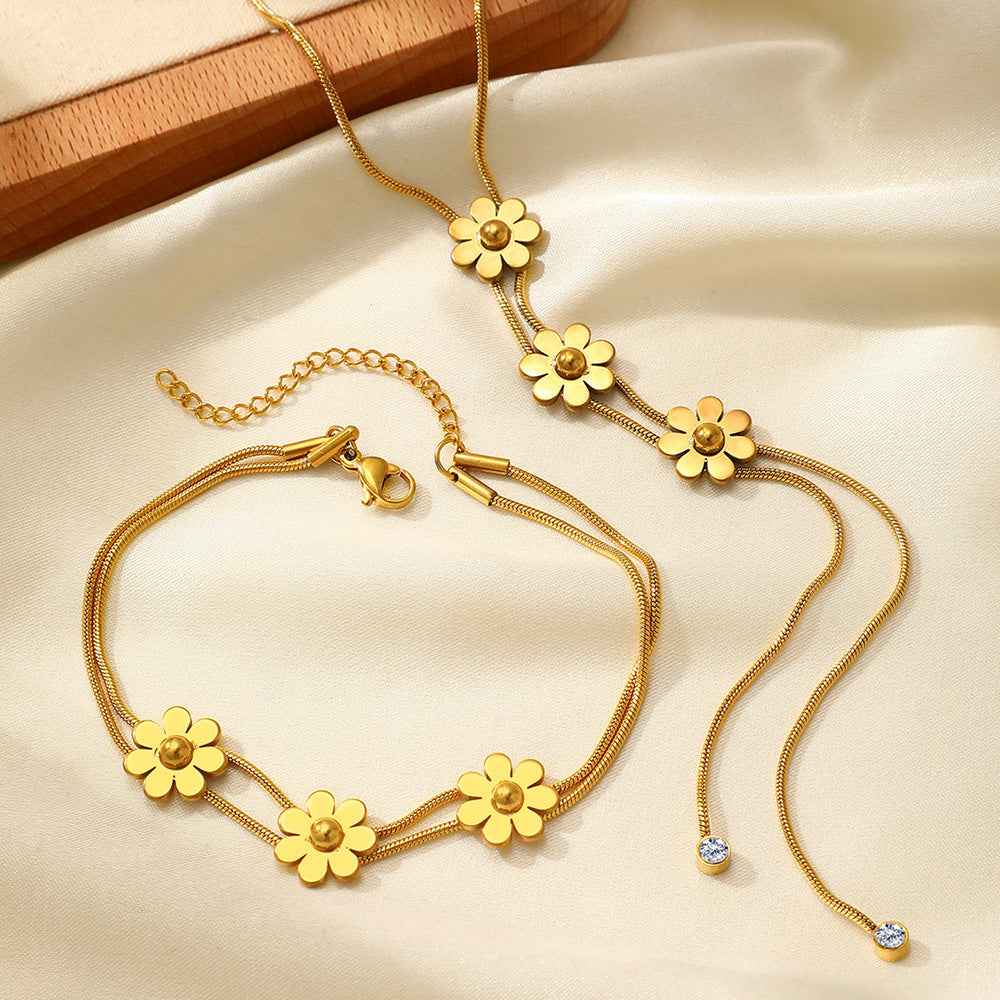 Three-dimensional Lock Snake Necklace Two-piece Set - Up Trend Store-1