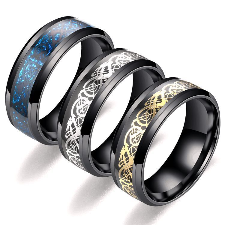 Dragon Pattern Rings Men Stainless Steel Ring Jewelry - Up Trend Store-1