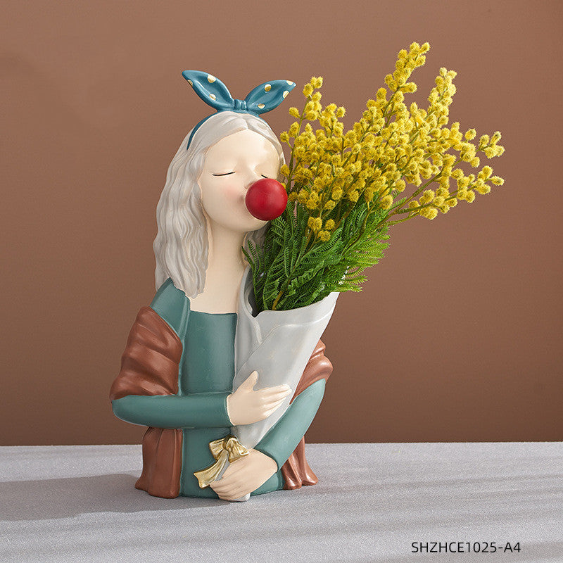 Home Decor Girl Figurine Resin Sculpture Abstract Art Room Decor Nordic Decoration Home Living Room Decoration Accessories Gifts - Up Trend Store-1