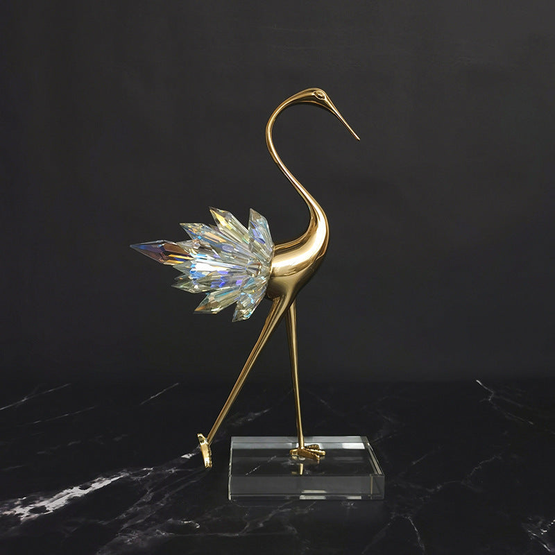 Crane Copper Ornaments TV Cabinet Porch Desktop Crystal Home Decor - Up Trend Store-1