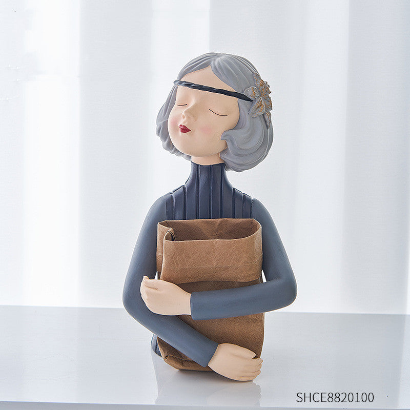 Home Decor Girl Figurine Resin Sculpture Abstract Art Room Decor Nordic Decoration Home Living Room Decoration Accessories Gifts - Up Trend Store-1