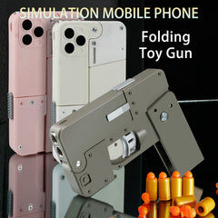 Folding Pistol Bullet Automatic Shell Throwing Toy Creative Soft Bullet Toy Mobile Phone Appearance Gun Outdoor Interactive Kid Gift - Up Trend Store-1