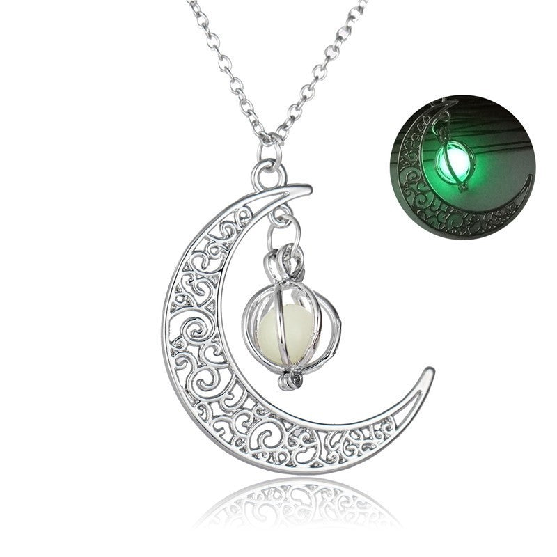 Fashion Moon Natural Glowing Stone Healing Necklace Women Gift Charm Luminous Pendant Necklace Jewelry - Up Trend Store-1