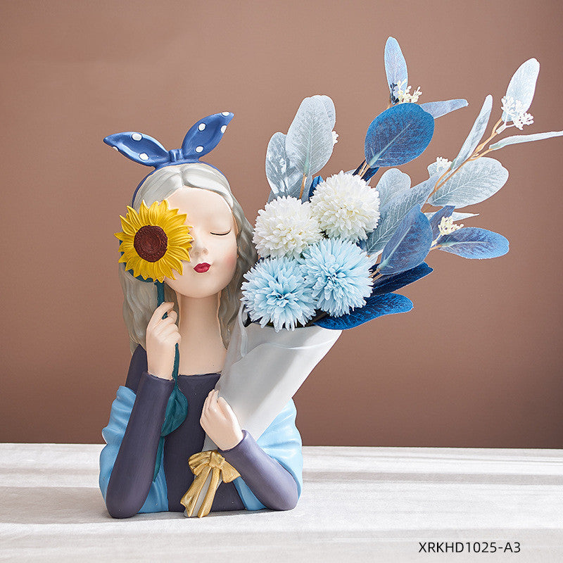 Home Decor Girl Figurine Resin Sculpture Abstract Art Room Decor Nordic Decoration Home Living Room Decoration Accessories Gifts - Up Trend Store-1