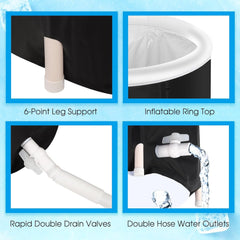 Recovery Ice Tub Foldable Bathtub Outdoor Portable Cold Water Therapy Tub Fitness Rehab Ice Tub For Athletes Long Lasting Insulated Ice Tub, Spa Soaking Bucket - Up Trend Store-1
