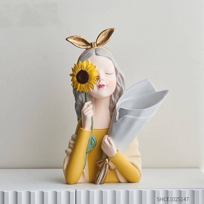 Home Decor Girl Figurine Resin Sculpture Abstract Art Room Decor Nordic Decoration Home Living Room Decoration Accessories Gifts - Up Trend Store-1