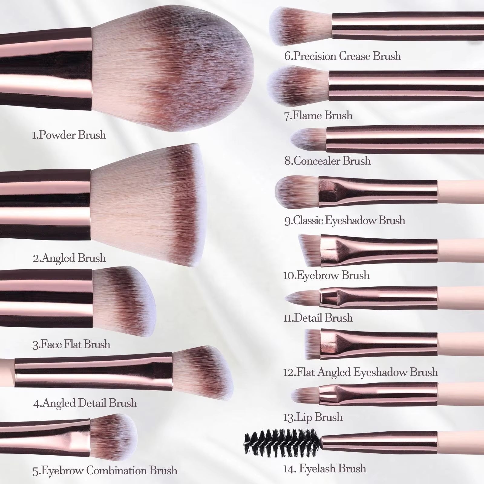 14PCS Travel Makeup Brush Set LED Light Mirror Private Label Portable LED Mirror Cosmetic Makeup Brushes Set - Up Trend Store-1