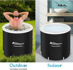 Recovery Ice Tub Foldable Bathtub Outdoor Portable Cold Water Therapy Tub Fitness Rehab Ice Tub For Athletes Long Lasting Insulated Ice Tub, Spa Soaking Bucket - Up Trend Store-1