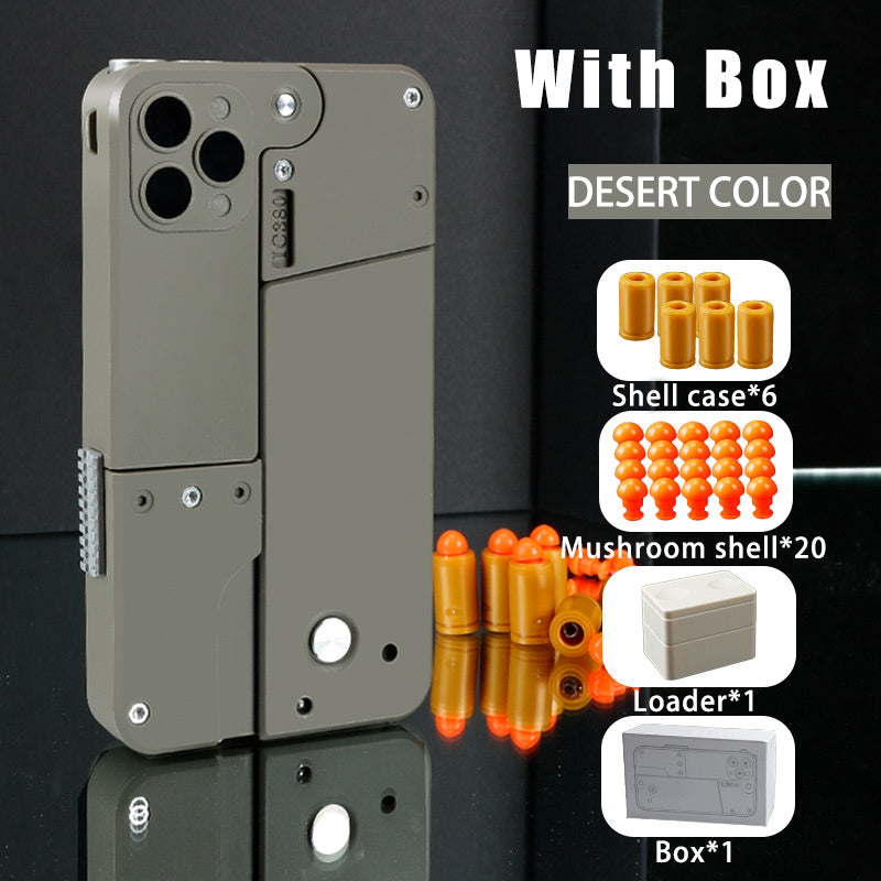 Folding Pistol Bullet Automatic Shell Throwing Toy Creative Soft Bullet Toy Mobile Phone Appearance Gun Outdoor Interactive Kid Gift - Up Trend Store-1
