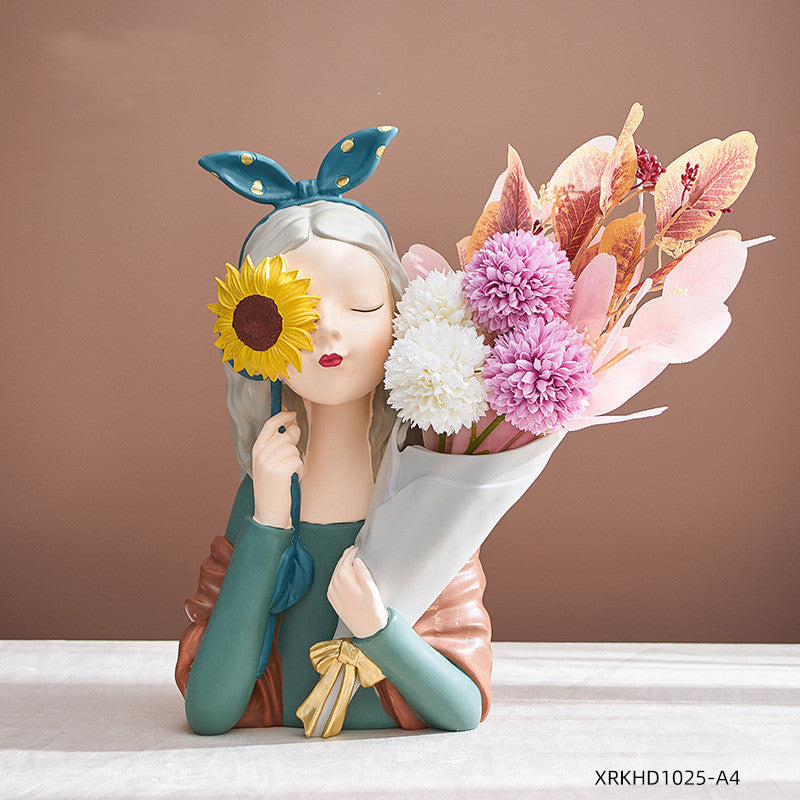 Home Decor Girl Figurine Resin Sculpture Abstract Art Room Decor Nordic Decoration Home Living Room Decoration Accessories Gifts - Up Trend Store-1