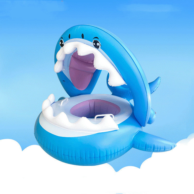 Inflatable Swimming Ring For Kids With Awning Shark Seat Ring Baby Float For Swimming Pool Toys Seat Removable Water Ring - Up Trend Store-1