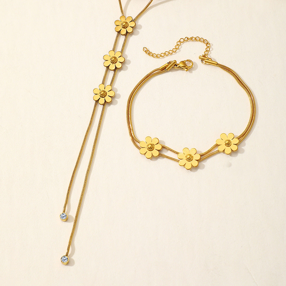 Three-dimensional Lock Snake Necklace Two-piece Set - Up Trend Store-1