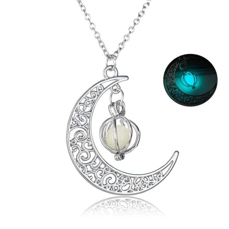 Fashion Moon Natural Glowing Stone Healing Necklace Women Gift Charm Luminous Pendant Necklace Jewelry - Up Trend Store-1