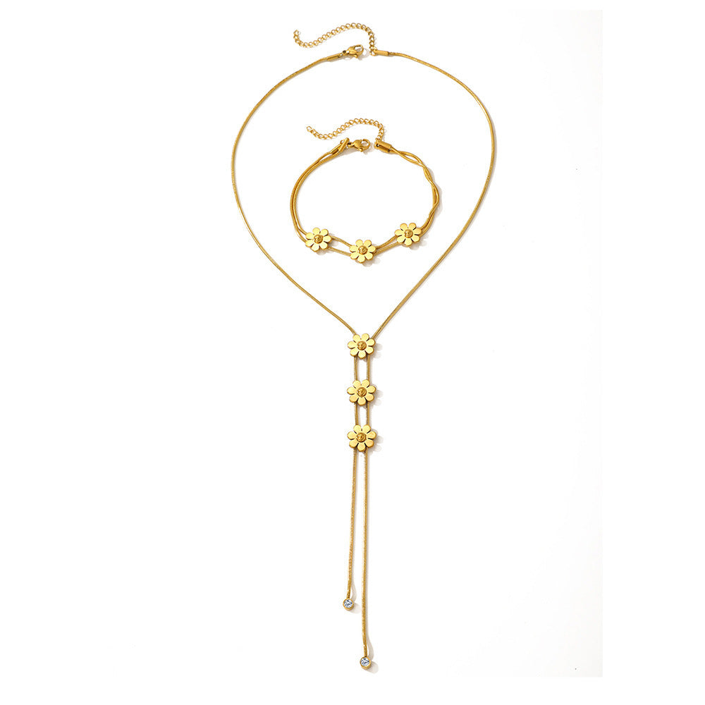 Three-dimensional Lock Snake Necklace Two-piece Set - Up Trend Store-1
