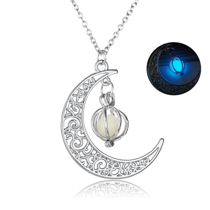 Fashion Moon Natural Glowing Stone Healing Necklace Women Gift Charm Luminous Pendant Necklace Jewelry - Up Trend Store-1